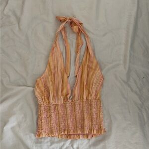 BDG Pink and Yellow Halter Top